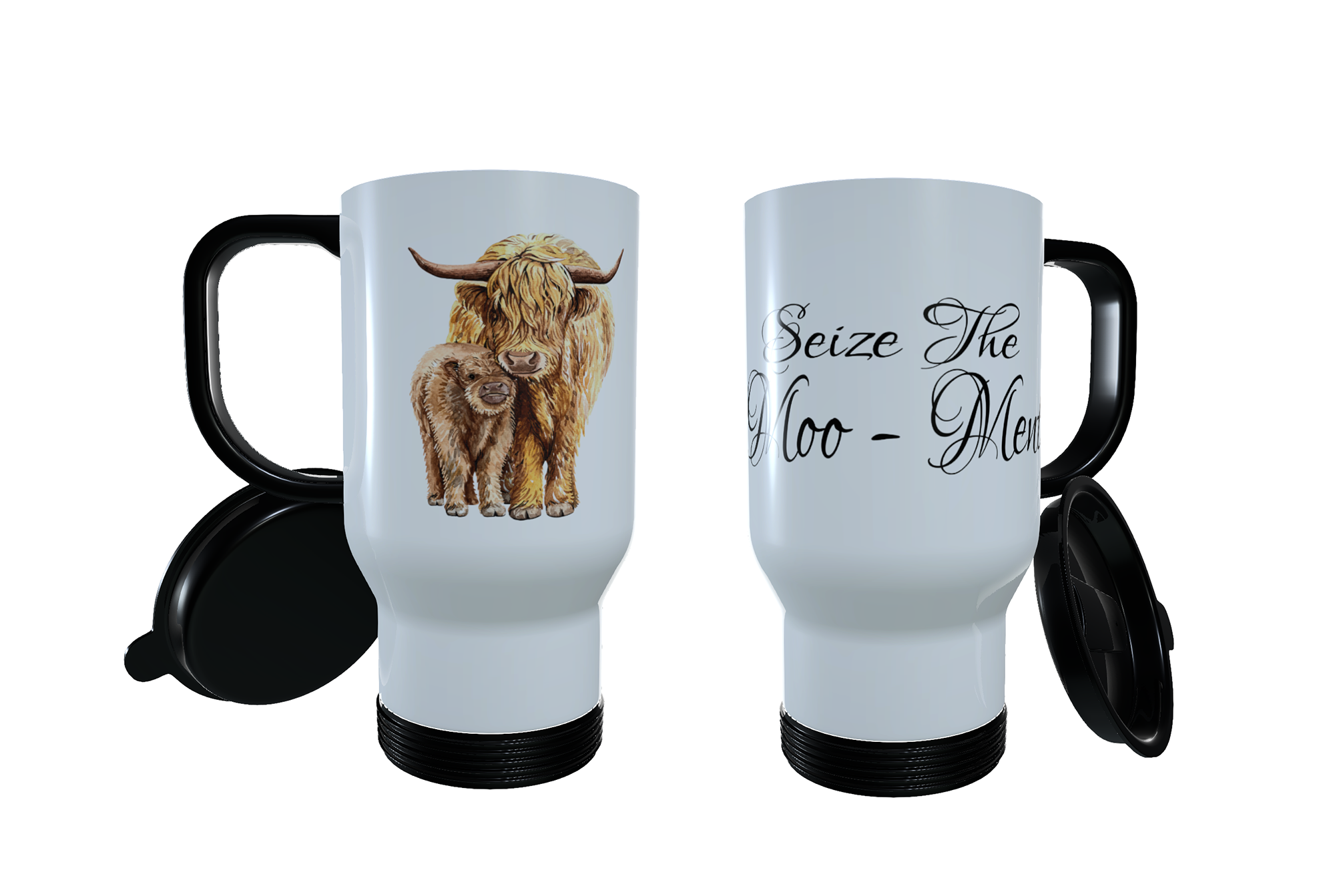 Highland Cow & Baby Travel Mug, Highland Cow Travel Mug, Thermos